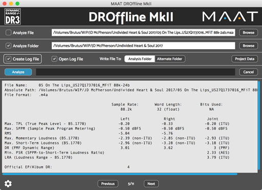 DROffline MkII - Batch Loudness/DR Measurement and Reporting App